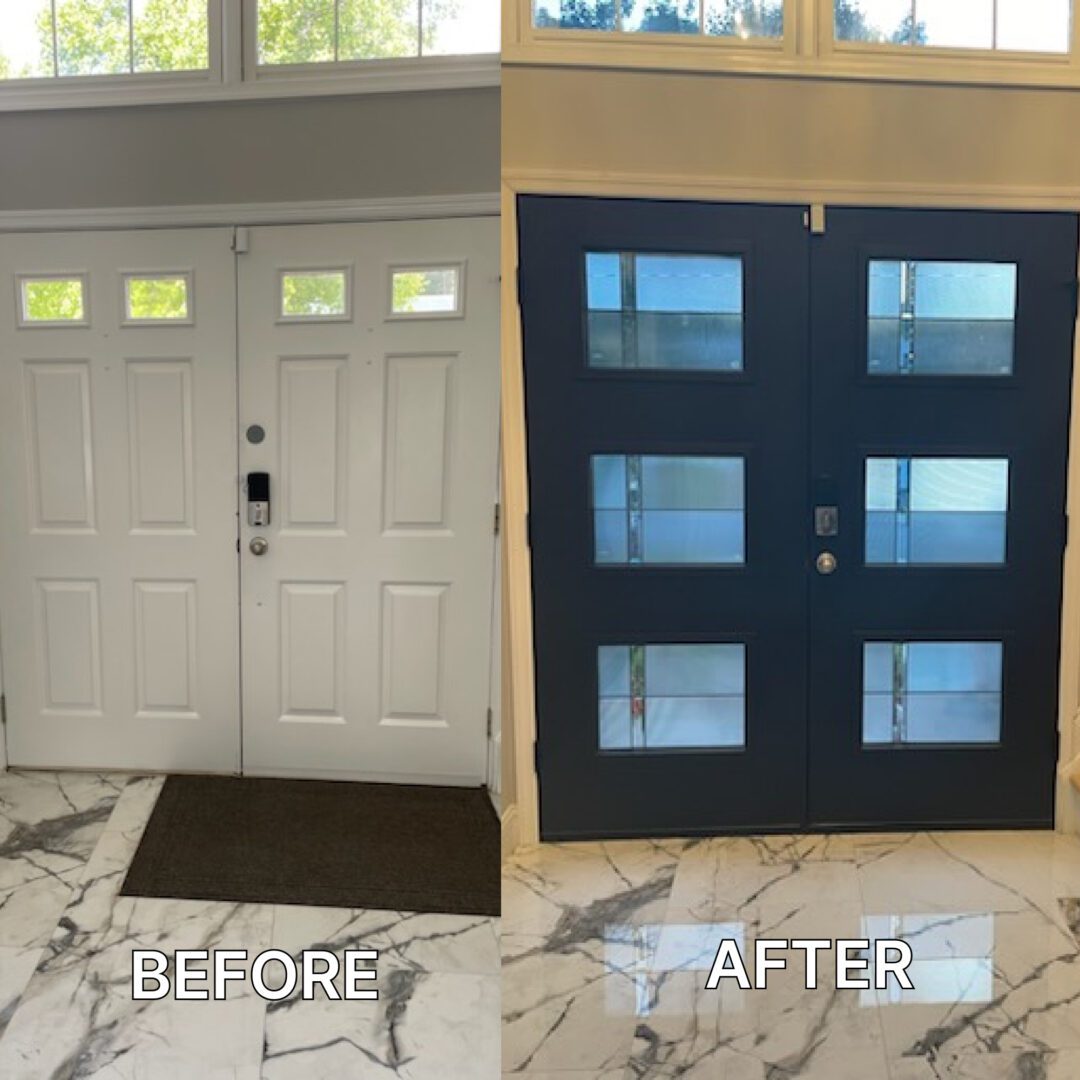 The Before and After Image of an Inside of Door Work Image