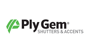 A logo of ply gem shutters and accessories